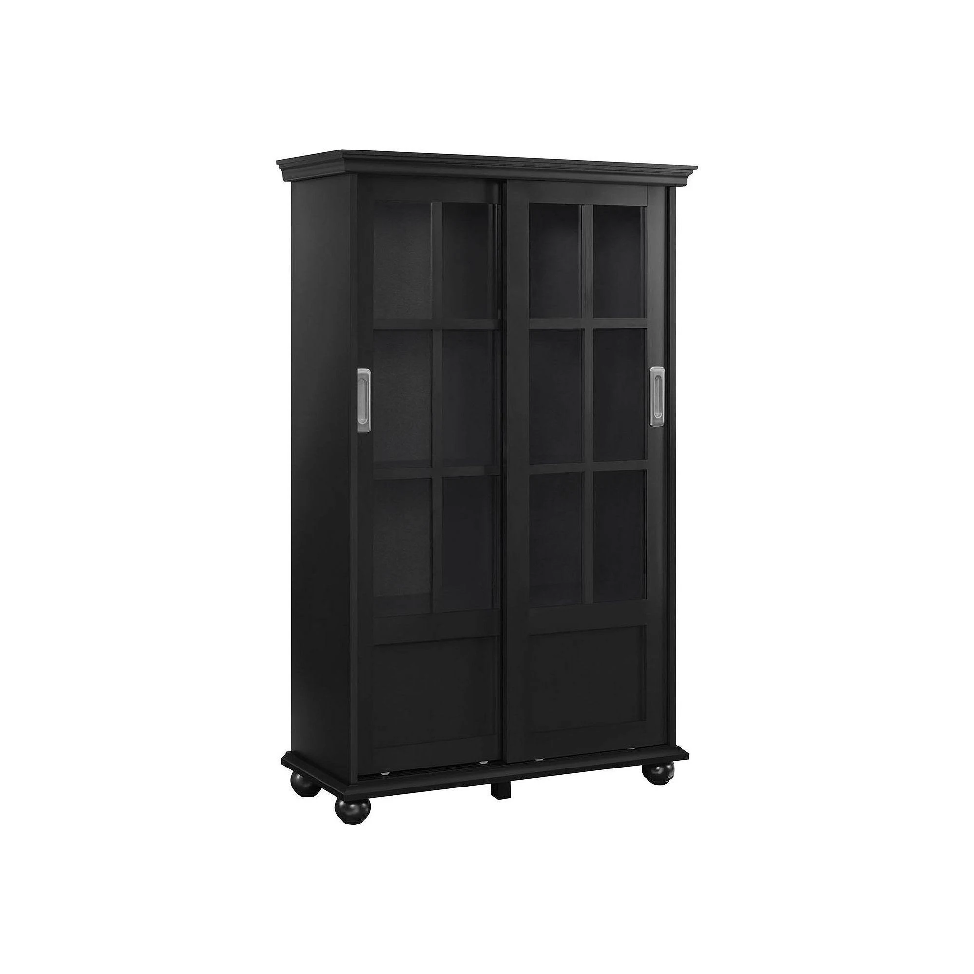 Ameriwood Home Aaron Lane Bookcase with Sliding Glass Doors - Black