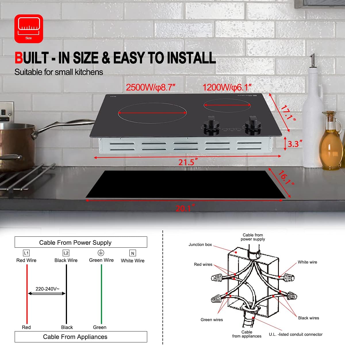 Electric Cooktop 30'', GASLAND Chef Pro Series Built- in Ceramic Cooktop 4 Burners, 220V Smoothtop Style Cooktop, Knob Control, Hot Surface Indicator, ETL Approved