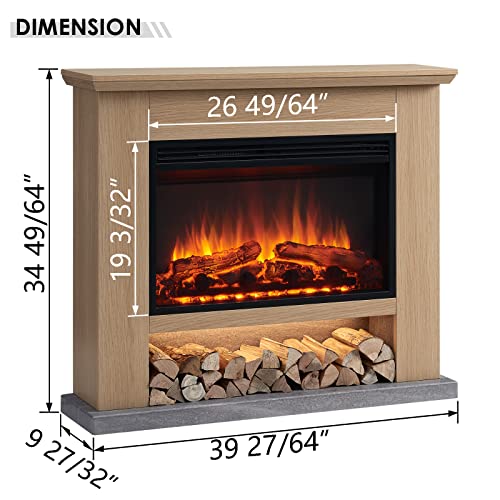 LegendFlame® Camille Electric Fireplace with 39.5" Mantel Surround and Jaden 27" Insert, Cream White Finish