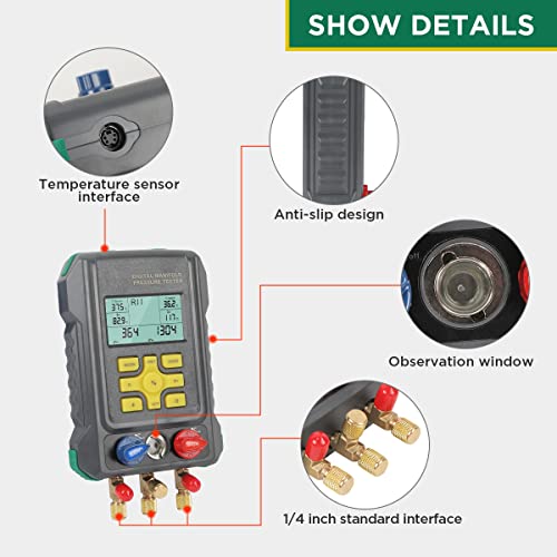Digital HVAC Manifold Gauge Set Upgraded AC Pressure Gauge Set