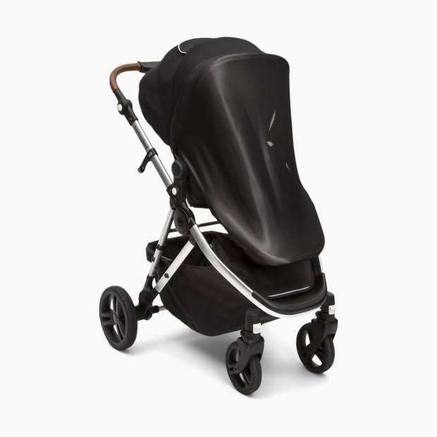 Mockingbird Single Stroller in Sea/Windowpane Canopy/Black Leather