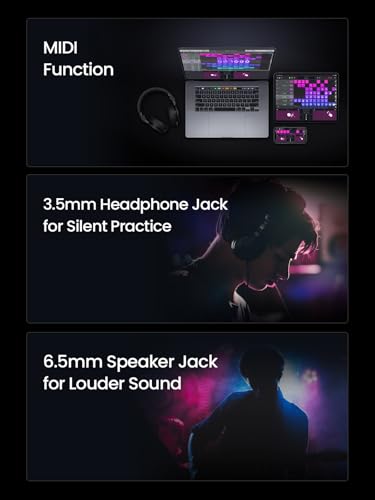 AeroBand Guitar Smart Guitar With Silicone Strings, Travel Silent Guitar With Detachable Fretboard, Headphone Jack, Built-in Speaker and Drum system, Aeroband APP Play, MIDI Guitar (With Bag)