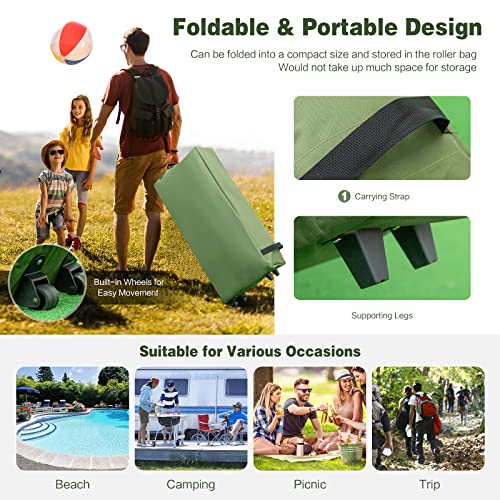 BANGTANE Tent Cot for Camping, All-in-1 Folding Tent Combo w/Air Mattress, 2 Sleeping Bags, Carry Bag & Foot Pump, Off Ground Travel Cot for Hiking, Backpacking, Fishing & Picnic