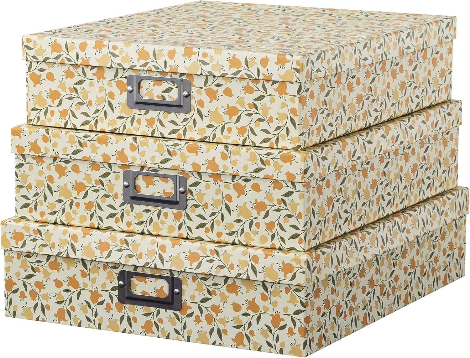 Soul & Lane Decorative Storage Cardboard Boxes with Lids | Floral Dance - Set of 3 | Paperboard Nesting Boxes for Organizing Pack of 2
