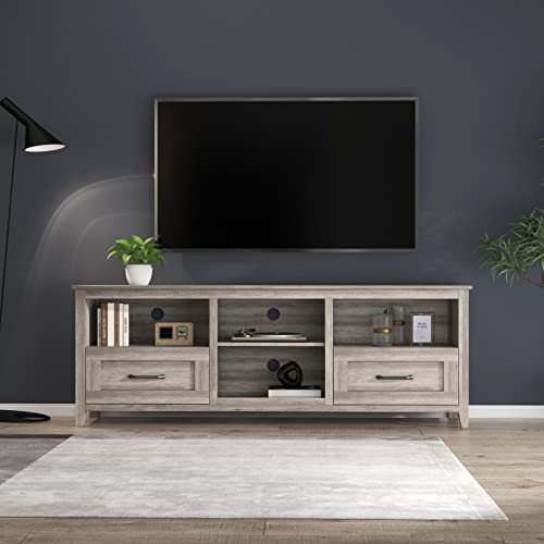 70" Farmhouse Style TV Stand with 2 Drawers and 4 Large Storage Compartments Wood Media Console Table Storage Cabinet for Bedroom, Living Room or Game Room (Old Pine)
