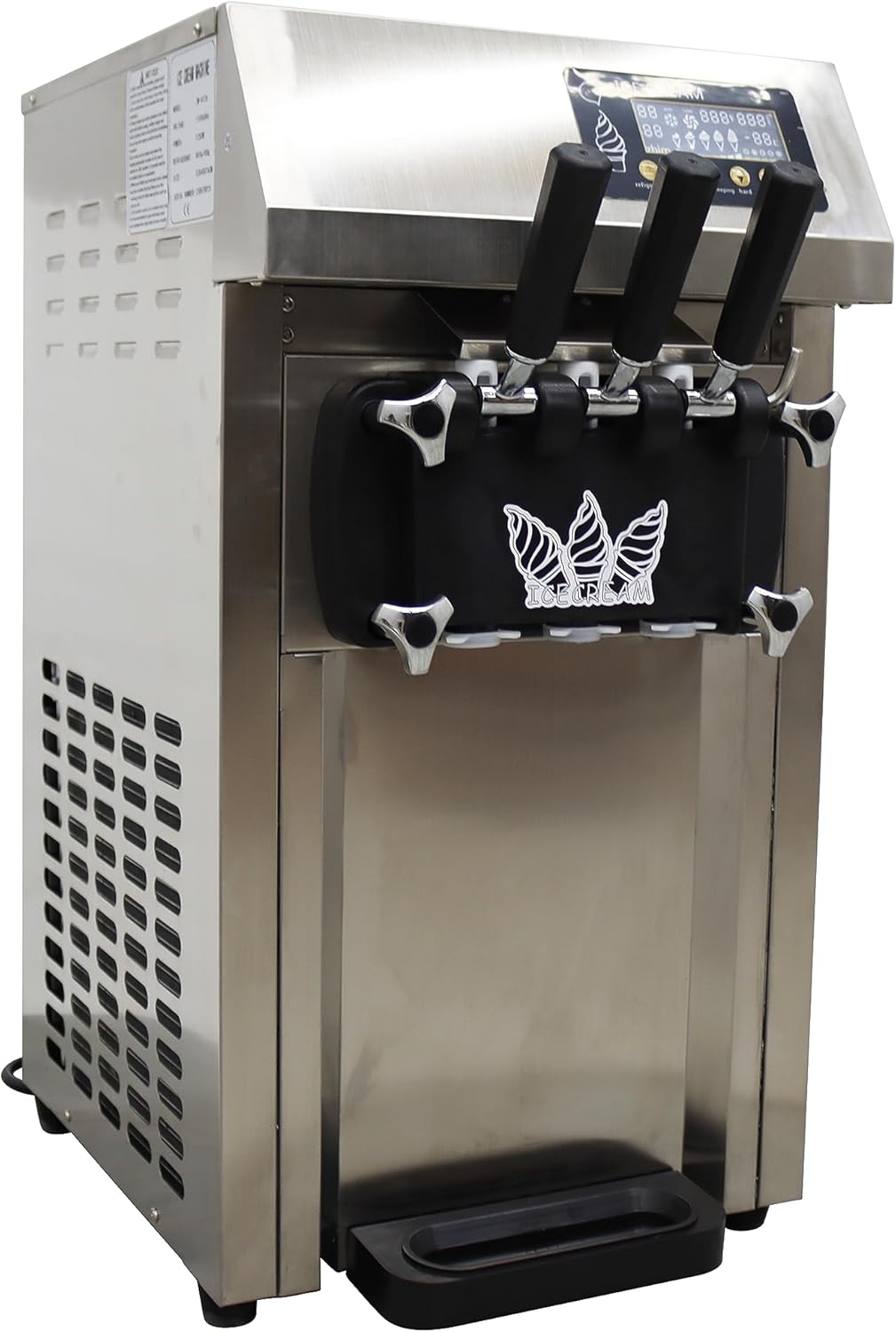 Soft Ice Cream Mahcine 3 Flavors Commercial Soft Ice Cream Maker Stainless Steel Soft Serve Ice Cream Machine Fruit Dessert Yogurt Ice Cream Maker 110V
