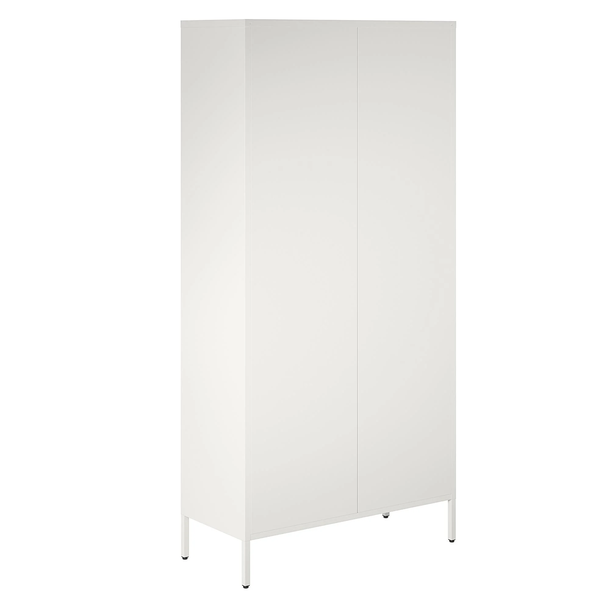 RealRooms Shadwick 2 Door Tall Metal Locker Style Storage Cabinet-Mesh Metal Doors, Soft White