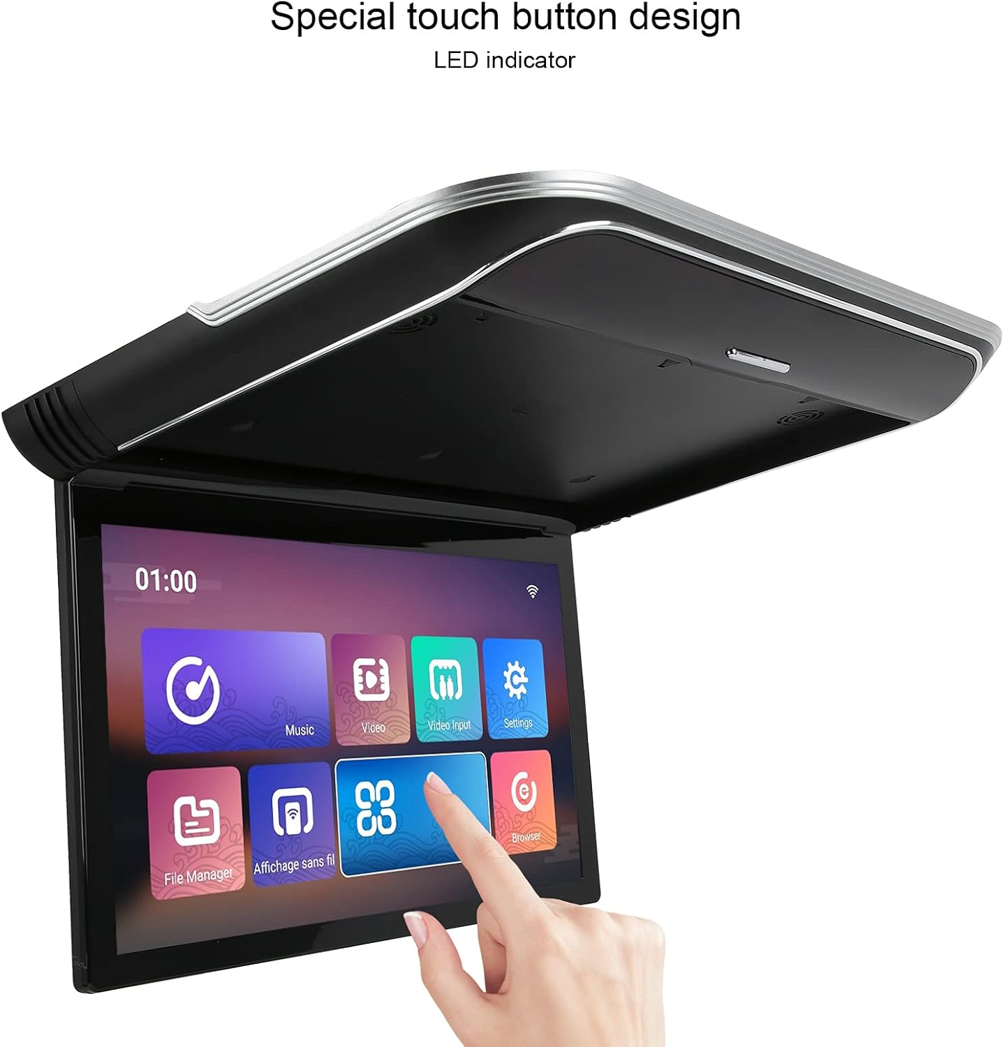 Car Roof Monitor,15.6in Car Roof Monitor for Bus Full Format Player MP5 1080P with USB HD Input Atmosphere Lighting