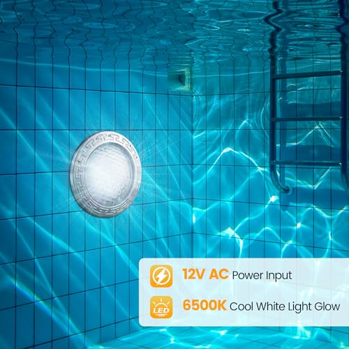 SURAIELEC LED Pool Lights for Inground Pool, 12V AC 10 inch Underwater Swimming Pool Light Replacement for Pentair Hayward Wet Niches, 30W, 3000LM, 6500K Cool White Glow, 100FT Cord
