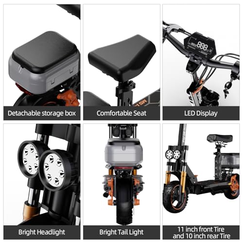Ruitoo® Electric Scooter, 1000W/1600W/5600W Motor, Off Road Electric Scrooter Adults, 27/32/34/47Mph Top Speed, 28/35/44/50/53 Miles Max Range, Foldable E-Scooter Support Return