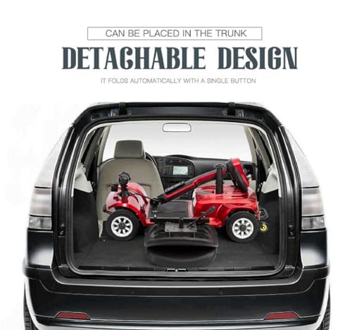 4 Wheel Mobility Scooter Electric Power Mobile Wheelchair for Seniors 400 lbs Foldable and Compact Duty Travel Scooter, 250W Electric Powered Mobile Wheelchair w/Basket Extended Battery, Red-1