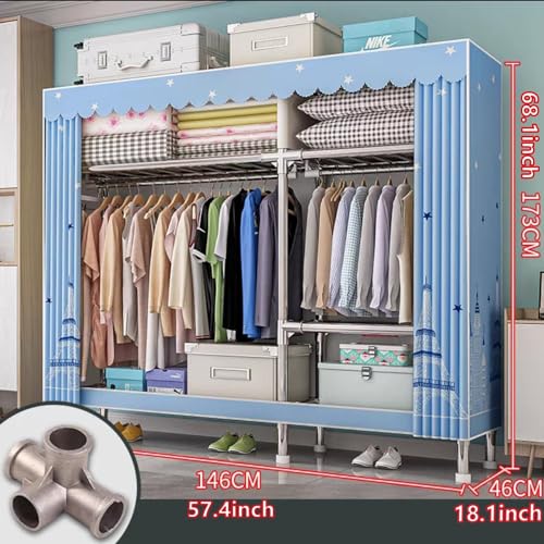 Portable Closets Assembled Storage Wardrobe - Multifunctional Portable Wardrobe Rack, Wardrobe, Simple Fabric Wardrobe, Furniture Bedroom Wardrobes, Small Apartment Hanging Wardrobe/closet, For Rental