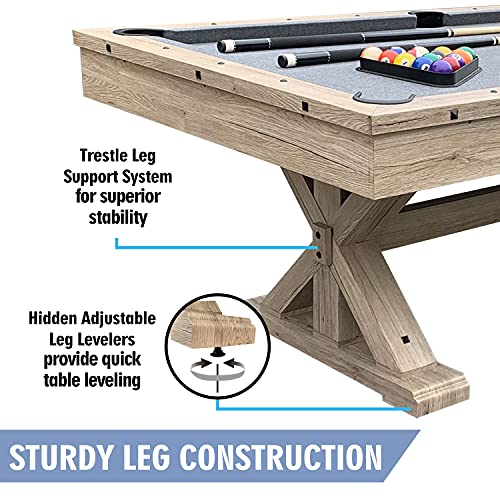 7 FT 3 in 1 Multi Game Pool Table with Dining Top Pool Table Ping Pong Table Combo, Includes Pool Table Accessories and Tennis Paddles