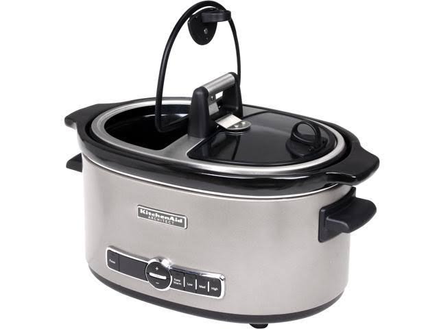 KitchenAid KSC6222ACS Slow Cooker with Easy Serve Glass Lid, 6 Quart, Cocoa Silver