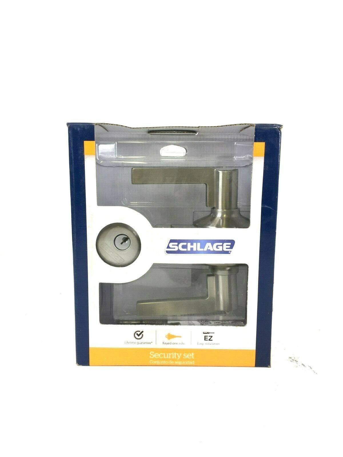 Schlage Satin Nickel Single Cylinder Deadbolt u0026 Keyed Entry Latitude Lever