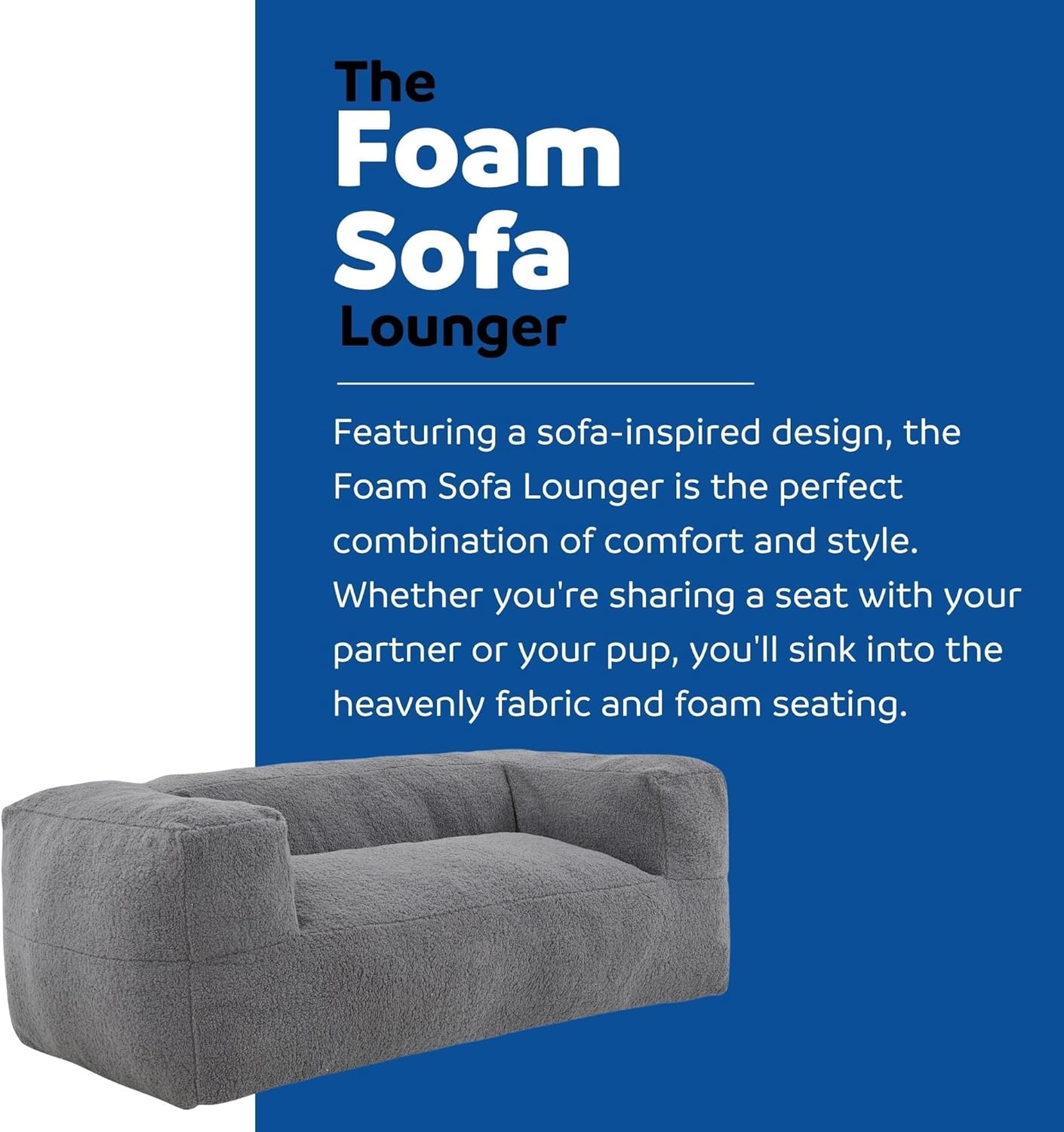 71" Large Memory Foam Bean Bag Sofa Chair with Armrest for Adults, Giant Foam Filled Furniture Lazy Soft Beanbag Couch Living Room Chill Gaming Reading Plush Lounger Chair Gray