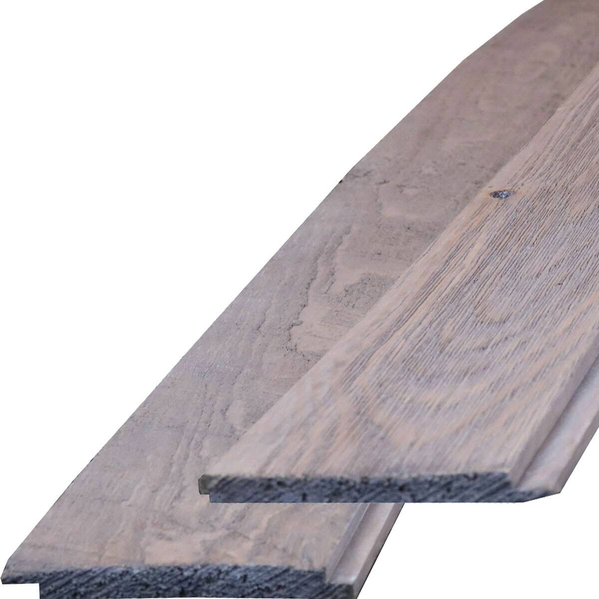 Ekena Millwork 8 1/4x22W x 96x22L Barntique Gaynes Reversible Ship Lap or Nickel Gap Barnwood Wall Coverings in White Wash Finis