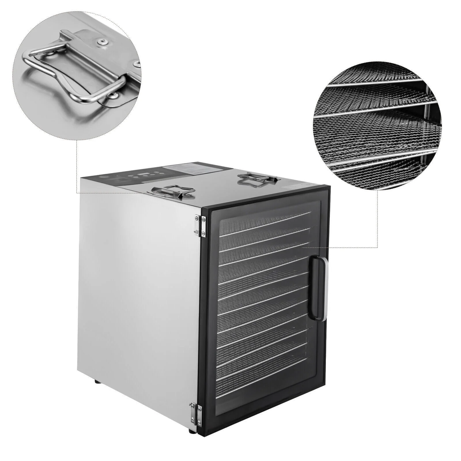 12-Tray Food Dehydrator Stainless Steel Meat Fruit/Vegetable Jerky Dryer Machine