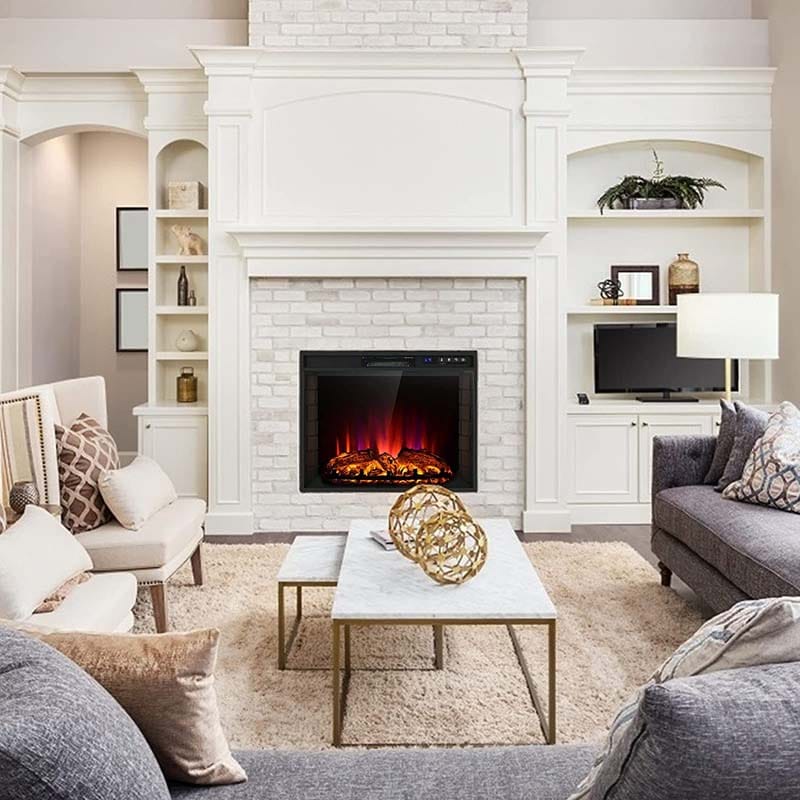 26′′ 1500W Electric Fireplace Insert, Recessed Electric Fireplace Heater with Adjustable Flame Effect