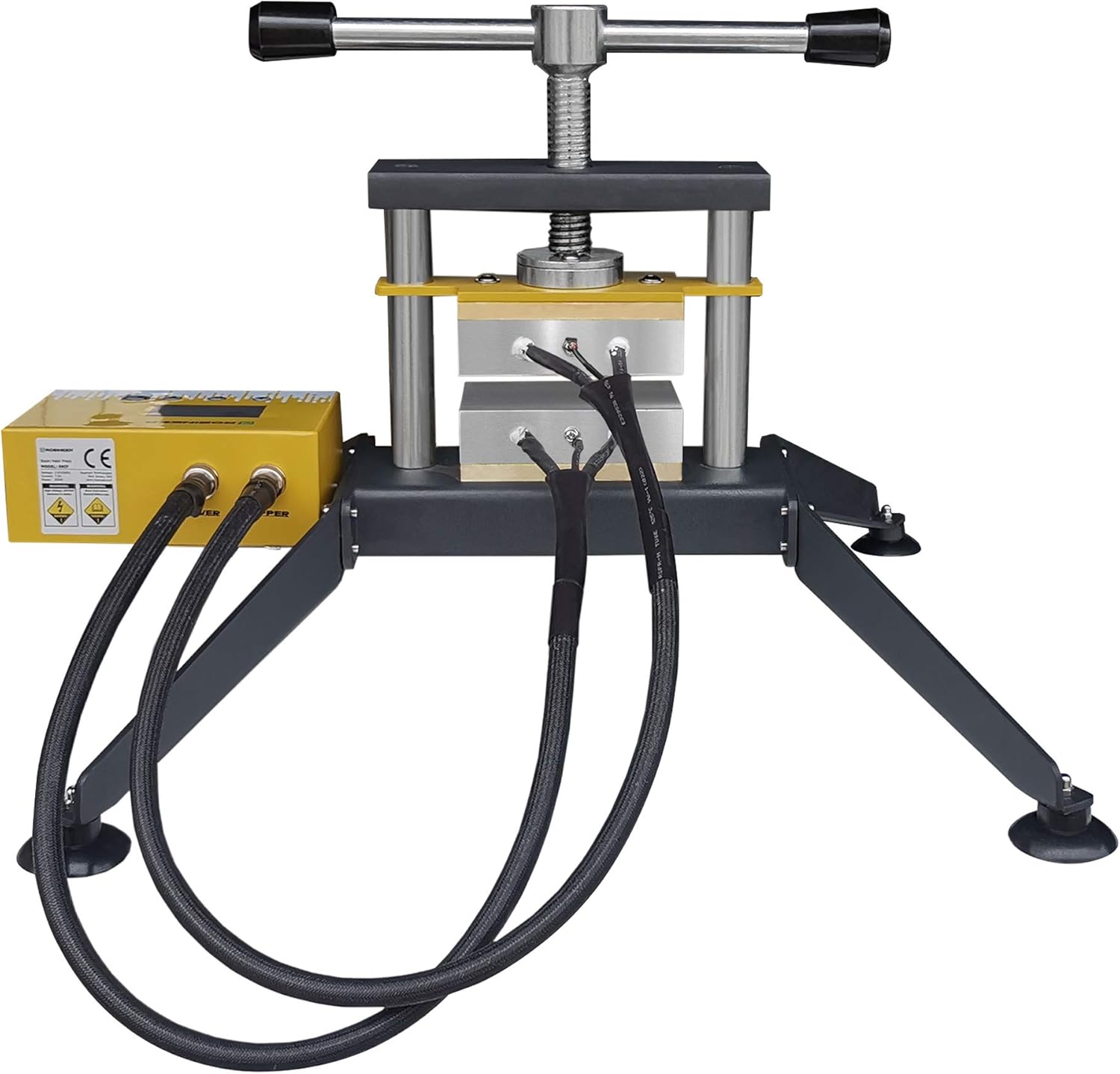 Rosineer Grip Twist Heat Press, 5000+ lbs Force, 3" x 5" Dual Insulated Heat Plates - Affixed and Portable Options - Detachable Control Box - Free Starter Kit