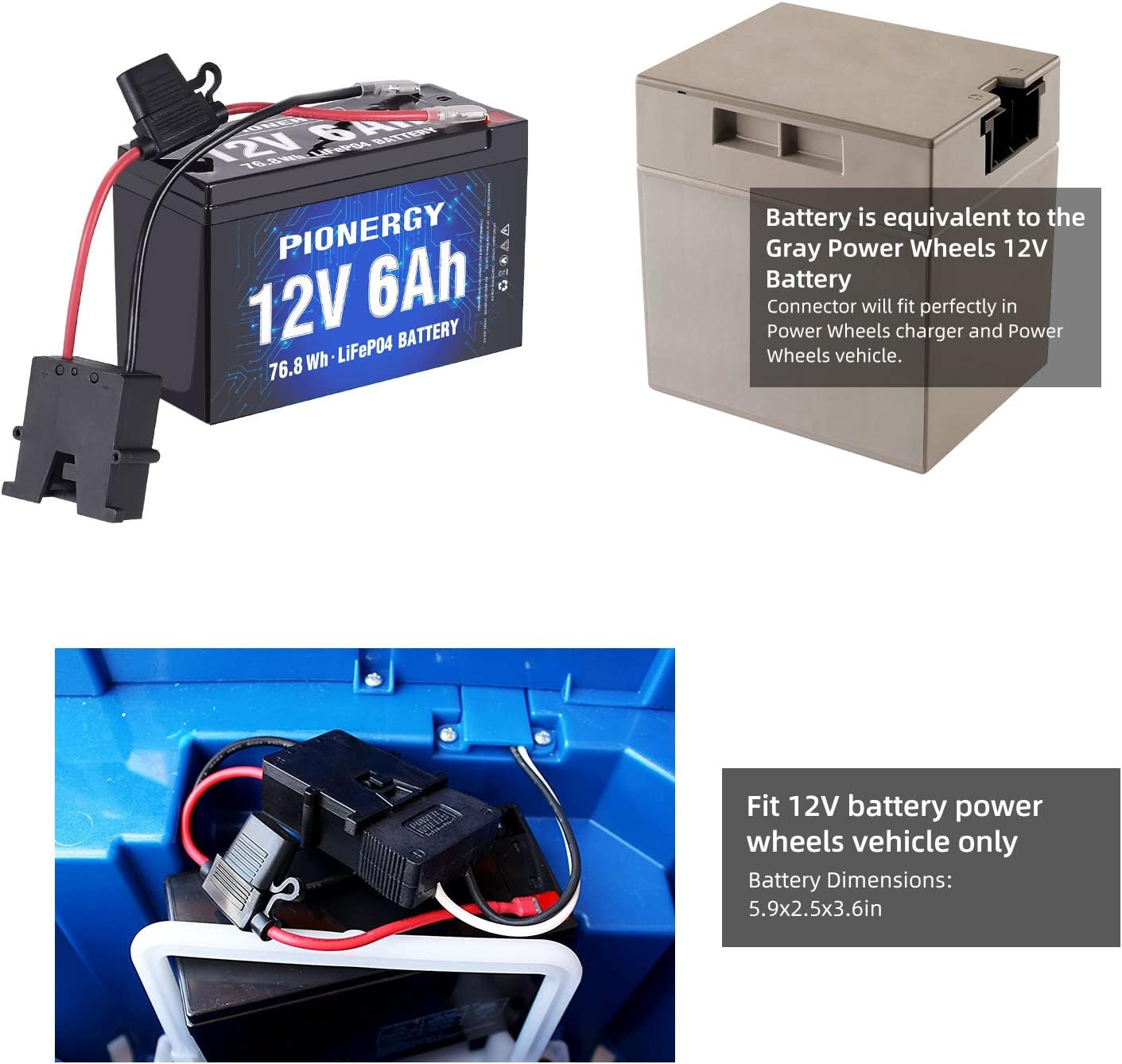 LiFePO4 Battery, Lithium Battery 4000+ Cycles Rechargeable Iron Phosphate Battery for RV, Solar Power and Backup Battery Low Self-Discharge and Light Weight with Built-In BMS (12.8V 6 Ah)