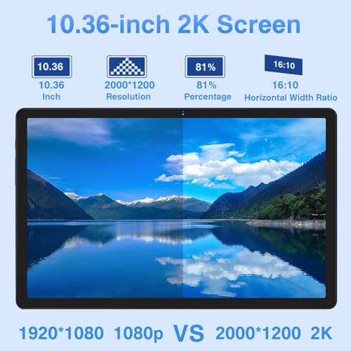 Tablet 12 Inch Android 13 Tablet 2K Screens,16GB RAM 128GB ROM (TF 1TB),2000 * 1200 Pixels/13+5MP/8000mAh/Bluetooth5.0,Octa-Core 2.0GHz 5GWiFi Tablets with Keyboard Mouse - Coffee