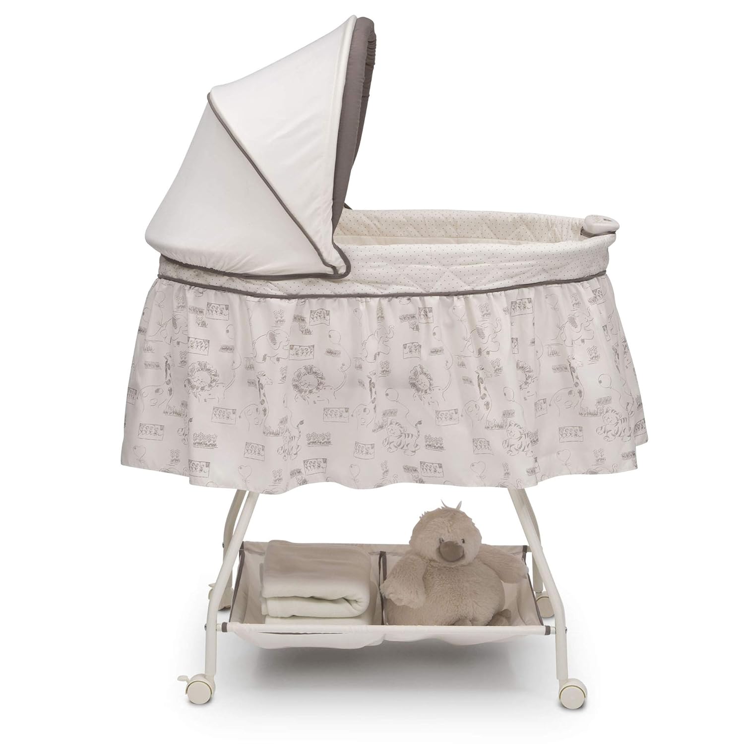 Delta Children Deluxe Sweet Beginnings Bedside Bassinet - Portable Crib with Lights and Sounds, Playtime Jungle, 33x17x45 Inch (Pack of 1) Pack of 2
