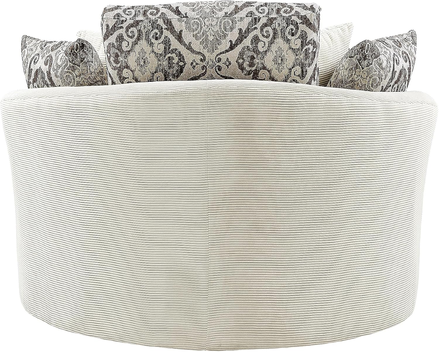360-Degree Swivel Chair for Living Room Lounge, Modern Round Oversized Barrel Armchair Bedrooms Club Corduroy Upholstered Circle Big Accent Corner Sofachairs with 5 Detachable Pillows