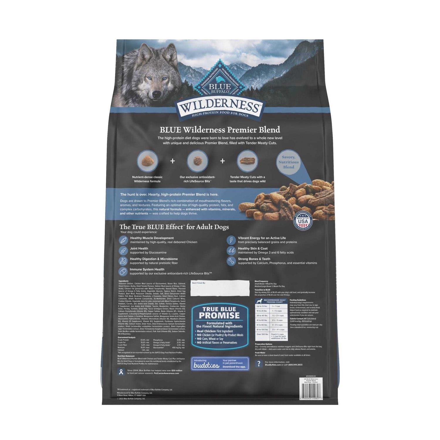 Blue Buffalo Wilderness Chicken Dry Premier Blend Adult Dog Food - Pet Supplies online store