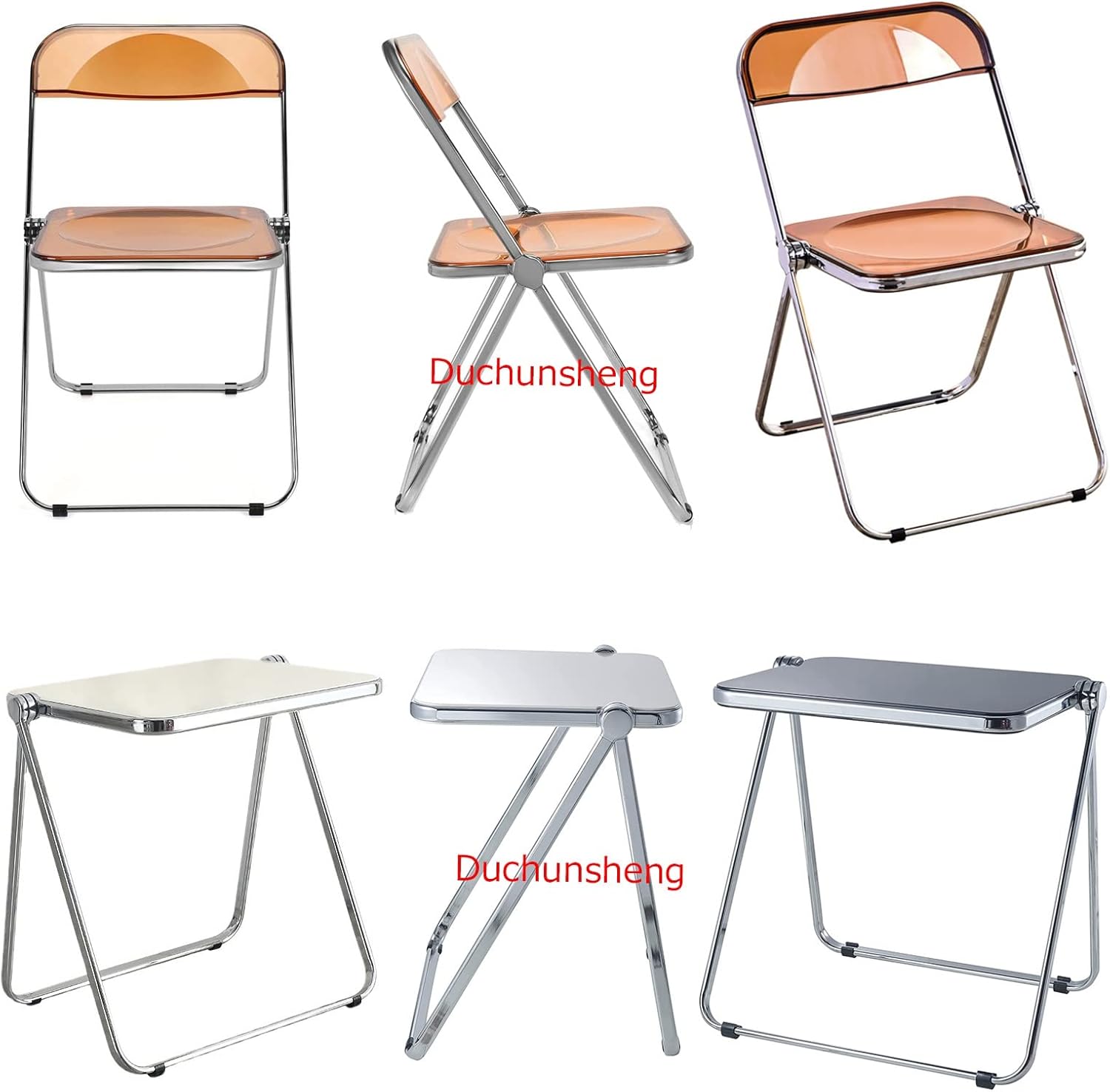 Folding Tray Table End Side Table, Stackable Folding Plastic Chairs Office Chair Seat Metal Legs, Portable Save Space, Furniture Home Room Bar Decor, Heavy Duty Double Braced Single Accent Desk