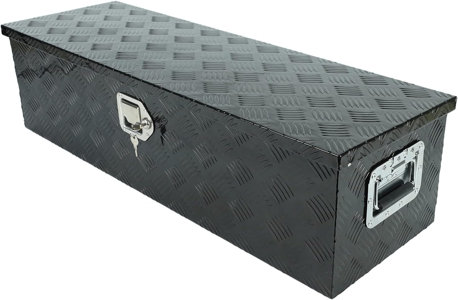 18X17X17.75 Black Aluminum 5 Bar Tread Tool Box Truck Car Outdoor Trailer Pickup Underbody Toolbox,RV Storage Organizer，Underbed Tools Organizer W/Lock Latch w/Keys