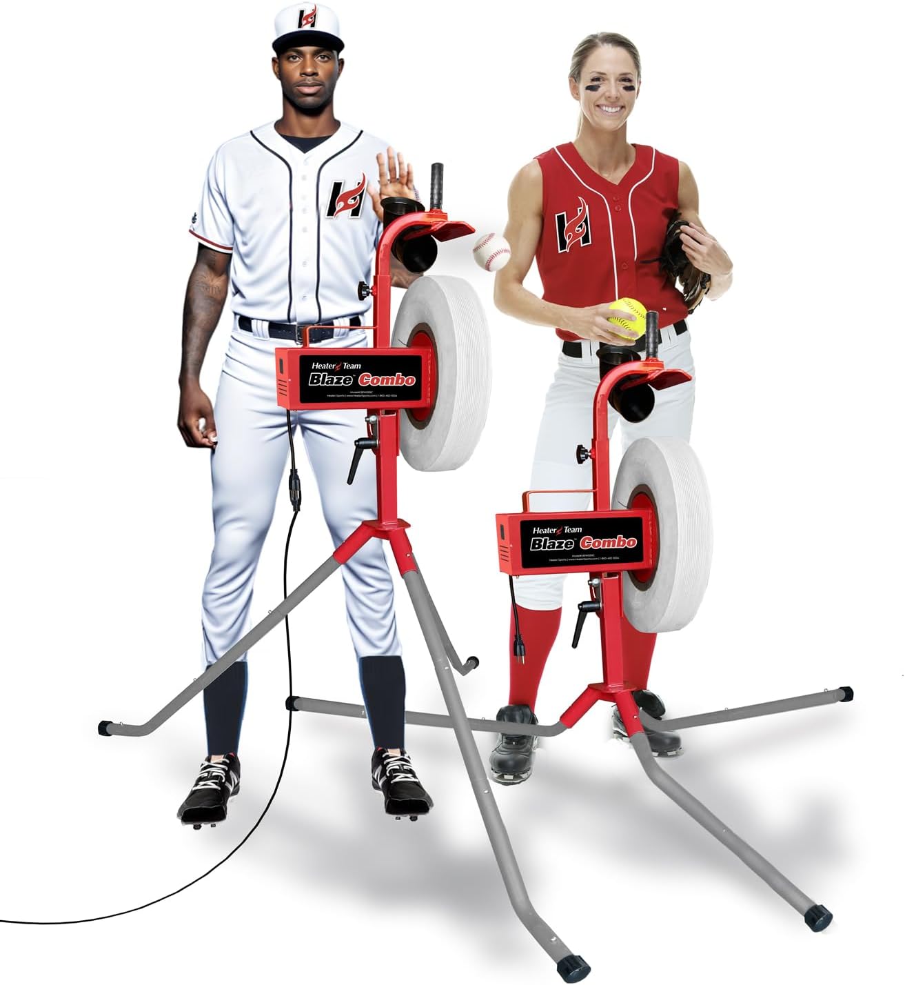 Heater Team Sports BLAZE Pitching Machine with 1 Yr. Warranty for Baseball, and Softball Training | BLAZE Baseball & Softball Throws Up to 70 MPH | Perfect for Backyard Practice & Team Development