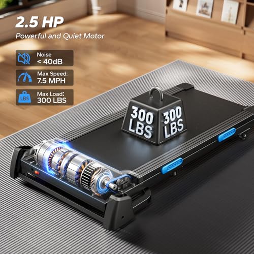 MERACH Foldable Treadmill with Incline, 7.5MPH Quiet Treadmills for Home with Double Deck Technology, 4 Silicone Shock Cushion, Heart Rate Monitoring,16.5" Wider Belt, APP