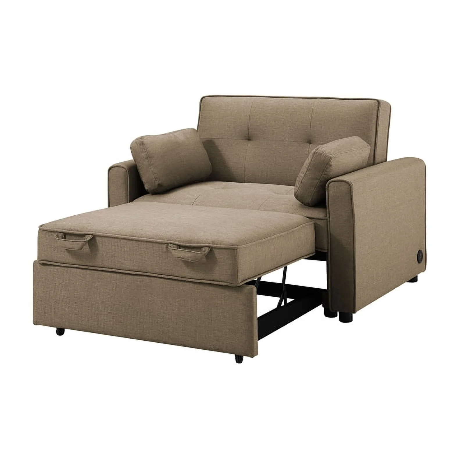 Serta Carlton Twin Convertible Sleeper in Tan Brown Fabric Upholstery