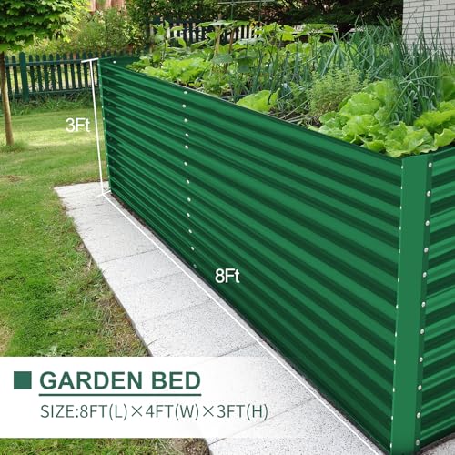 Land Guard 8x4x3ft Rectangular Galvanized Raised Garden Beds, 36" Tall Large-Capacity Metal Planter Box Outdoor, Durable Deep Raised Garden Bed, Raised Beds for Gardening Vegetables, Classic Silver