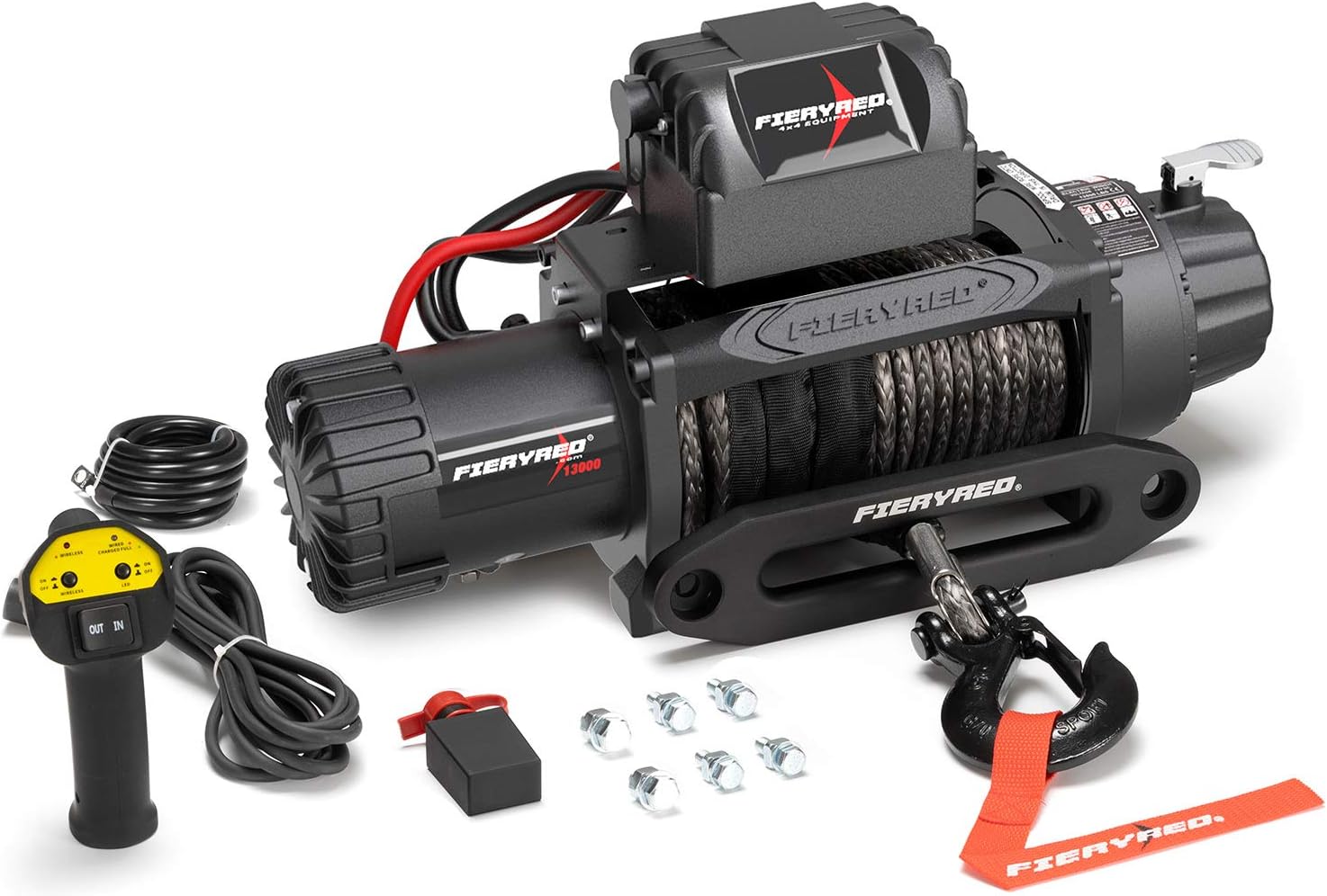 FIERYRED 12V 4500LBS Electric Steel Cable ATV Winch Kits for Towing ATV/UTV Off Road Trailer with Wireless Mounting Bracket