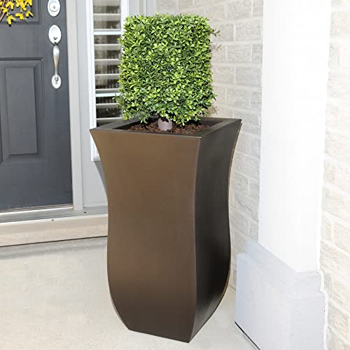 Mayne Valencia 30in Tall Planter - Black - 16in L x 16in W x 30in H - with Removable Plug, Made with Polyethylene (5874-B)