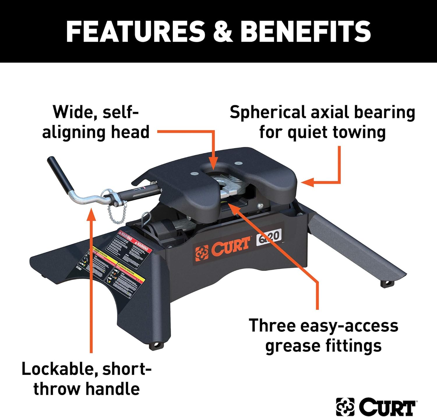 CURT 16130 Q20 5th Wheel Hitch, 20,000 lbs
