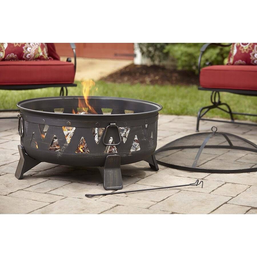Garden Treasures 29.92-in W Antique Black Steel Wood-Burning Fire Pit