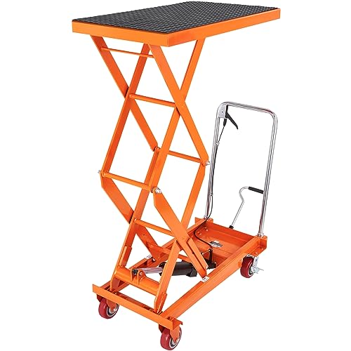 VEVOR Electric Lift Table, 330 lbs Capacity Single Scissor Lift Table, 8-28 in Height Adjustable Lifting Platform, Coffee Table Lift with 4 Wheels, for Material Handling and Transportation, Black