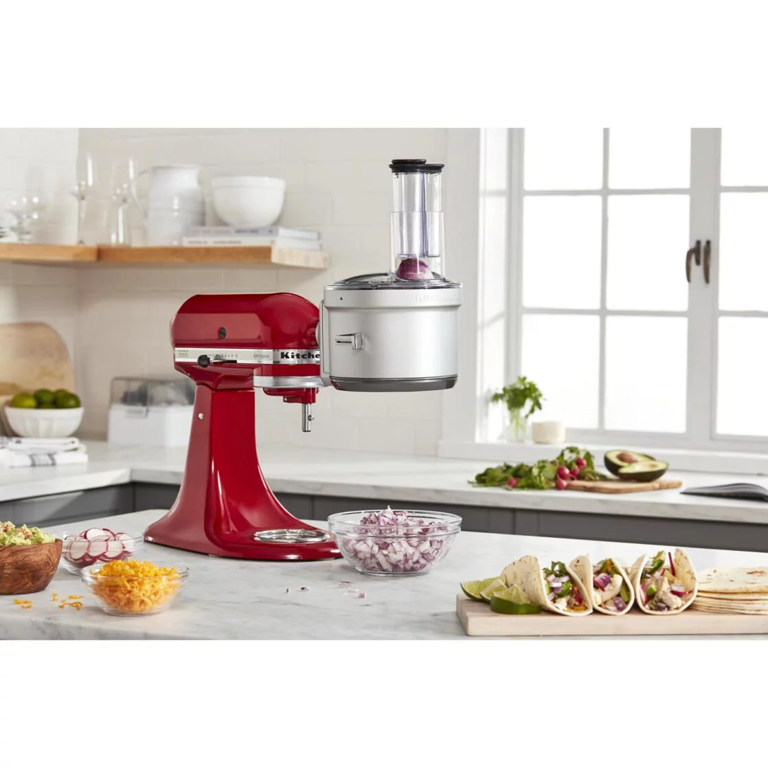 KitchenAid Food Processor Attachment with Commercial Style Dicing Kit, Gray, KSM2FPA