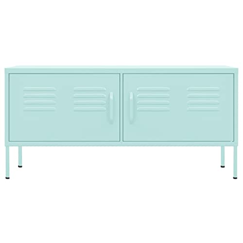 TV Stand Mint 41.3"x13.8"x19.7" Steel,Durable Steel TV Stand with Storage Cabinet and Cable Management for Living Room, Mint Green Living Room Furniture