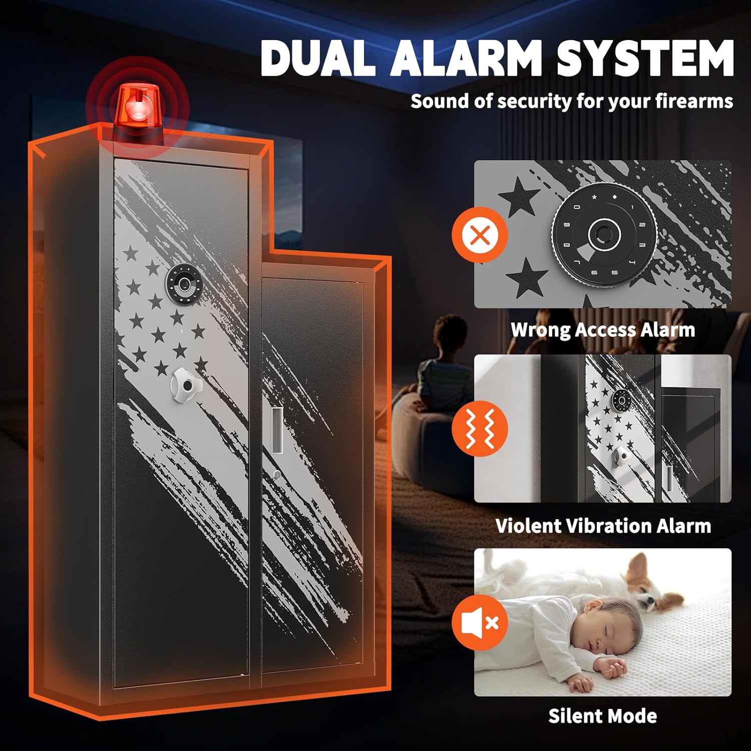 KAER [𝟐𝟎𝟐𝟒 𝐔𝐩𝐠𝐫𝐚𝐝𝐞𝐝] 8-12 Rifle Gun Safe, Home Safes for Rifles and Pistols,Unassembled Large Gun Safes for Home and Shotgun with Detachable Gun Racks, 4 Pistol Pockets