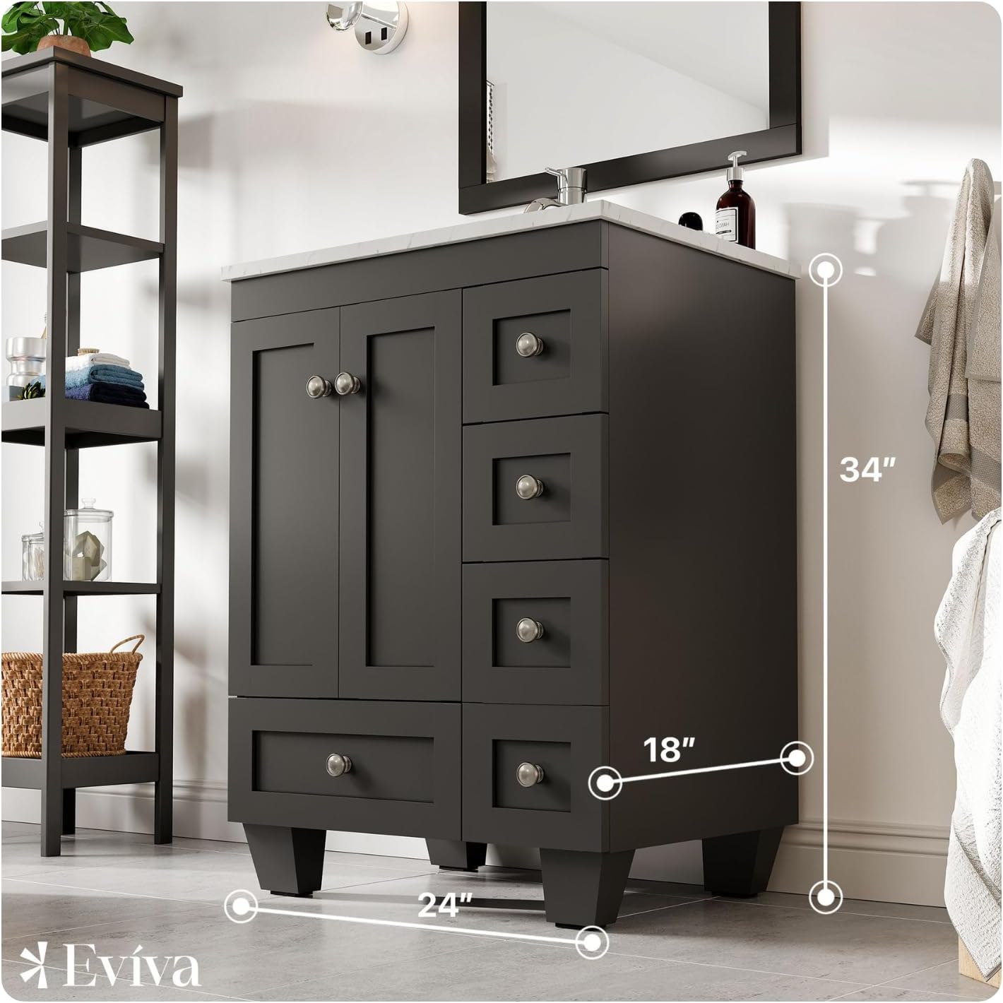 Eviva EVVN30-24X18ES Happy 24" x 18" Espresso Bathroom Vanities