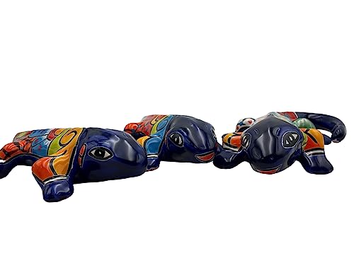 Talavera Pottery Iguana Mexican Pottery Wall Art Hand Painted Handmade Animal Sculpture Indoor Outdoor Folk Art Home Decor Length 12.25" (Multi 9)