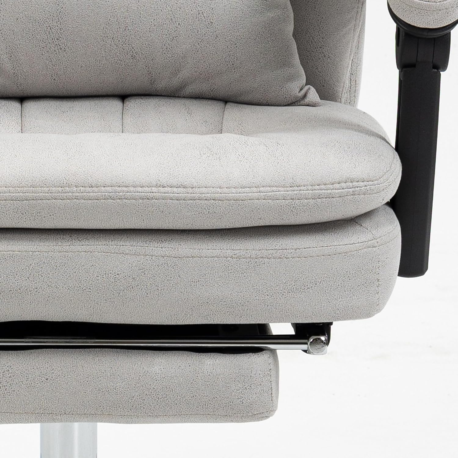 Executive Massage Office Chair, Swivel Computer Desk Chair, Microfibre Heated Reclining Computer PU Leather Chair with Lumbar Support Pillow, Light Gray