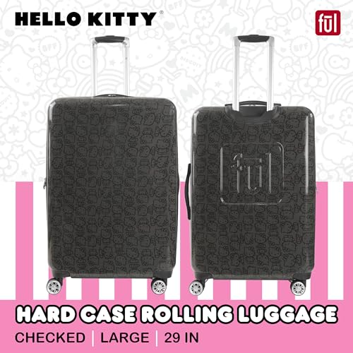 FUL Hello Kitty 29 Inch Rolling Luggage, Hardshell Suitcase with Spinner Wheels, Pink