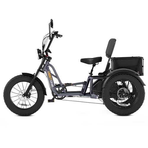 Folding Electric Tricycle for Adults, 1200W Electric Trike, 22MPH 100Miles 3 Wheel Electric Bike, Reverse Gear, Rear Differential, 450lbs Load, F&R Baskets, 4'' Wide Fat Tire, UL Certified