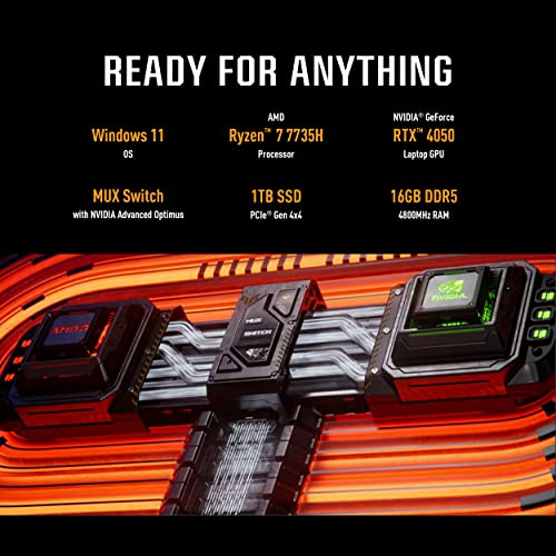 ASUS TUF Gaming A15 (2023) Gaming Laptop, 15.6” FHD 144Hz, 100% sRGB Display, GeForce RTX 4060, AMD Ryzen 7 7735HS, 16GB DDR5, 1TB PCIe SSD, Wi-Fi 6, Windows 11, FA507NV-EH74