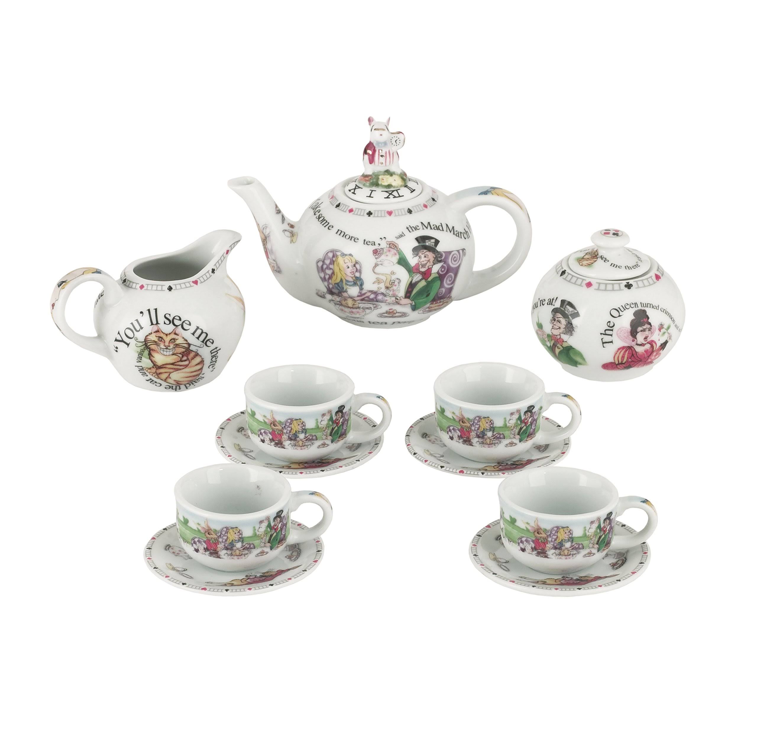 Ovente Cardew Alice in Wonderland Miniature Collector&s Tea Set